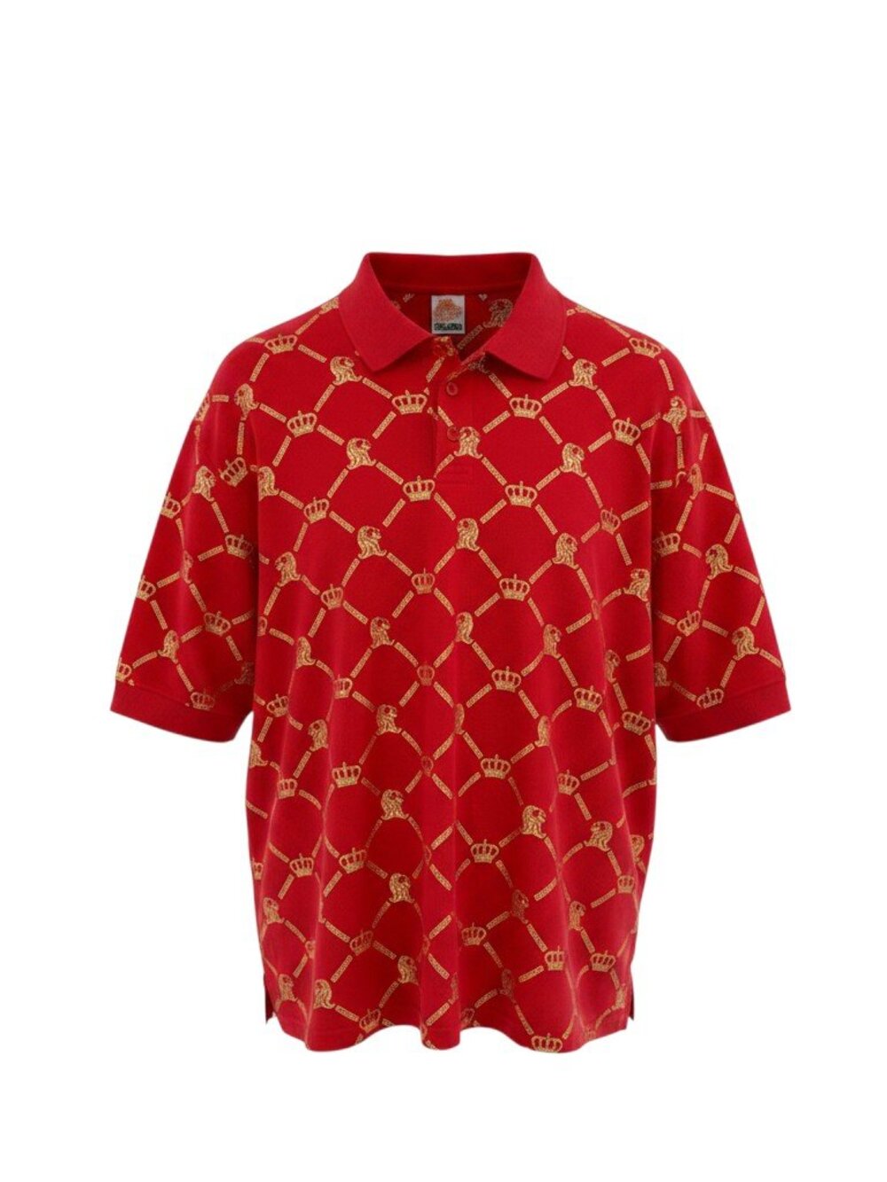 Johnny Blaze Vintage Style Red Polo Shirt Gold Crown Lion All Over Print Men's X